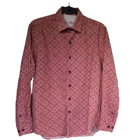 Tasso Elba Men's Red Patterned Button Down Shirt - Picture 2 of 7